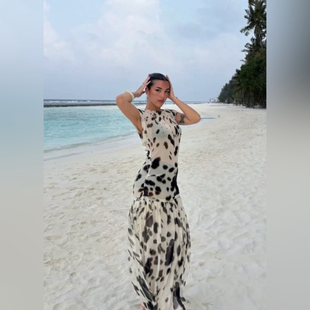 ZARA ANIMAL PRINT VOLUMINOUS DRESS ZW COLLECTION - Picture 8 of 12